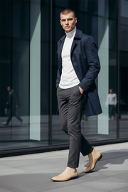 New Suede Leather Men's Pointed Business Casual Ankle Boot Fashion Male Winter New Style Comfortable Chelsea Leather Shoes