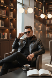 New Men's Genuine Leather Jacket Thickened Winter Sheepskin Fur Casual Coat Dad Style One-piece Leather And Fur Collar