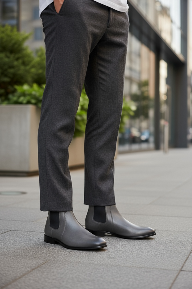 Men's Chelsea Boots Busin Casual round Toe Leather oes Rubber Outsole Comfortable Fit Men's Footwear UK Sle Boots