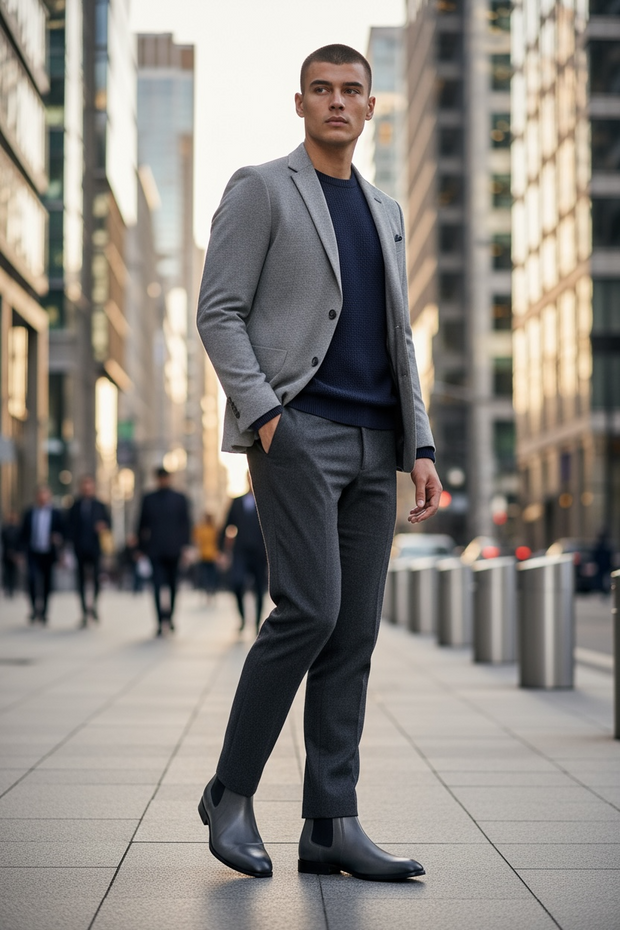 Men's Chelsea Boots Busin Casual round Toe Leather oes Rubber Outsole Comfortable Fit Men's Footwear UK Sle Boots