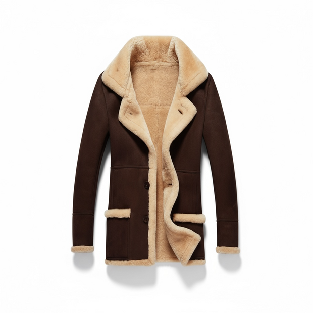 European and American Men's Autumn and Winter Fur-in-one Thickened Imitation Suede Plain-colored Buttoned Jacket Coat.
