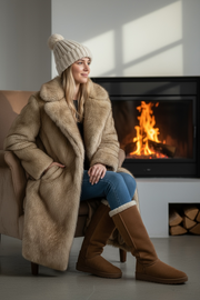 OFTBUY Long Faux Fur Jacket Fashion European Style Lapel Fur Coat Eco-friendly Covered Button Loose Casual Women Coats Winter