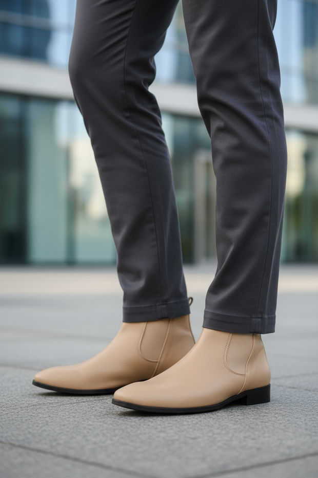 New Suede Leather Men's Pointed Business Casual Ankle Boot Fashion Male Winter New Style Comfortable Chelsea Leather Shoes