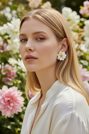 Enamel Flower Drop Earrings