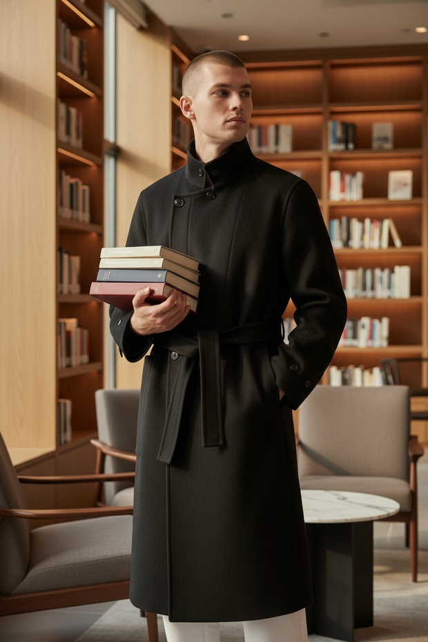 Lemair 23FW Double-Sided Woolen Coat Long Australian Wool Stand Collar Button down Outerwear Youth Faion Winter Season