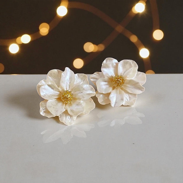 Enamel Flower Drop Earrings