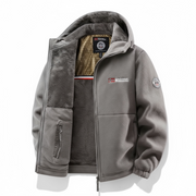 Thiened Fce Hooded Jaet Men's Winter Outdoor Casual Faion Warmth Anti-Cold Fce-Lined Thiened Hooded Cardigan Coat