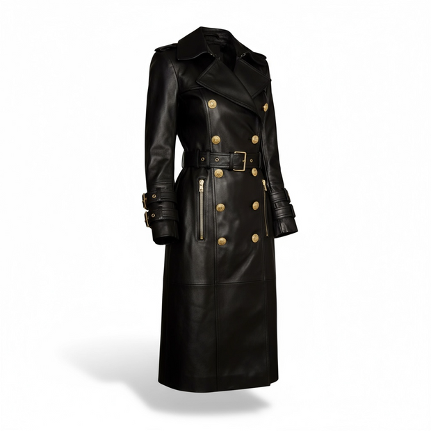 High Quality Winter PU Coat Women  Long Sleeve Turn-Down Collar Warm Coat