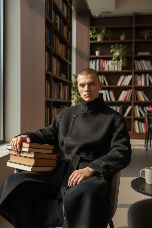 Lemair 23FW Double-Sided Woolen Coat Long Australian Wool Stand Collar Button down Outerwear Youth Faion Winter Season