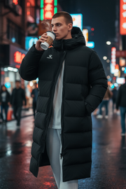 KELME Men Winter Jacket Long Sports Training Hooded Coat Outrwear Warm Silk Cotton Windproof Cotton Clothing пуховик женский