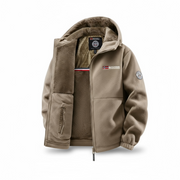 Thiened Fce Hooded Jaet Men's Winter Outdoor Casual Faion Warmth Anti-Cold Fce-Lined Thiened Hooded Cardigan Coat