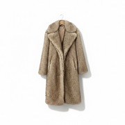 OFTBUY Long Faux Fur Jacket Fashion European Style Lapel Fur Coat Eco-friendly Covered Button Loose Casual Women Coats Winter