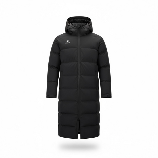 KELME Men Winter Jacket Long Sports Training Hooded Coat Outrwear Warm Silk Cotton Windproof Cotton Clothing пуховик женский