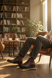 2025 New High Quality Soft Leather Ankle Boots Comfy Fashion Bullock Flat Designer Oxford Dress Shoes Men Casual Leather Boots