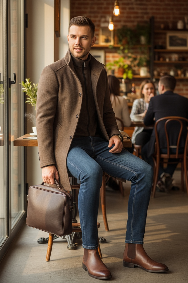 Men's Large Winter Trench Coat Jaet Long Sve Stand Fit Simple Sle Four Seasons Universal Faion Men's Outerwear