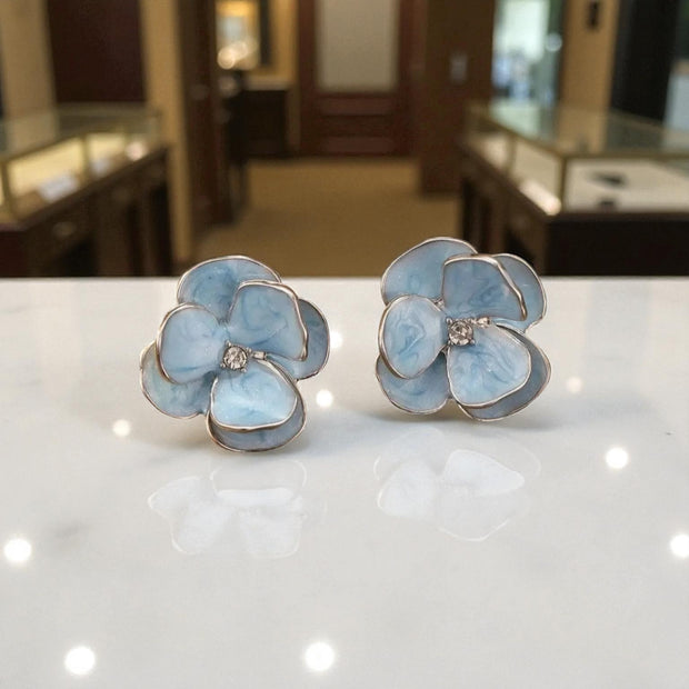 Enamel Flower Drop Earrings