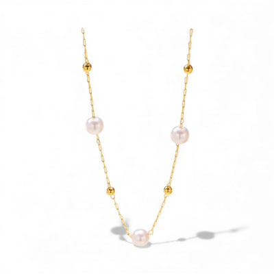 Gold Minimalist Pearl Necklace