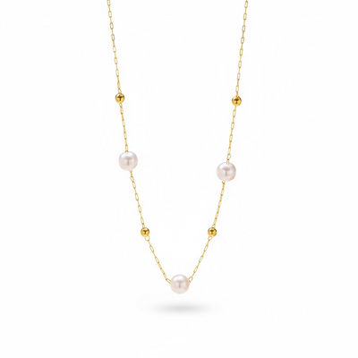 Gold Minimalist Pearl Necklace