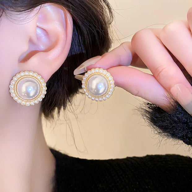 Geometric Pearl Studs