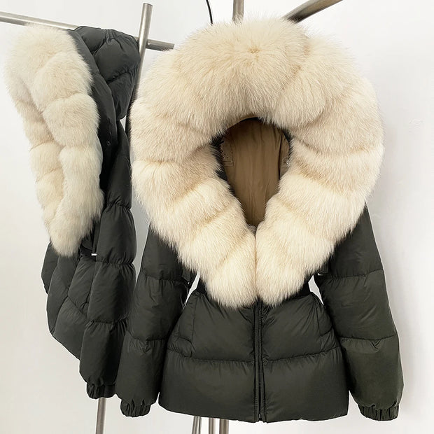 Down Coat Winter Lady Clothing Puffer Jacket Women Real Fox Fur Hooded Warm 90% White Duck Down Coat Female Parkas Waterproof