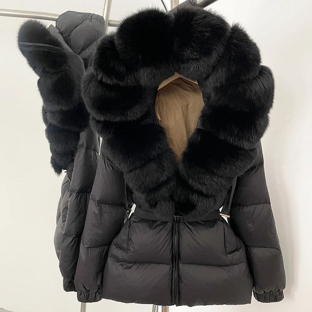 Down Coat Winter Lady Clothing Puffer Jacket Women Real Fox Fur Hooded Warm 90% White Duck Down Coat Female Parkas Waterproof