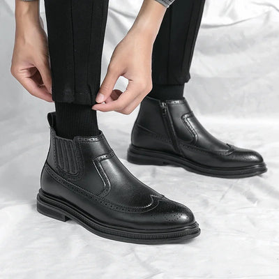 2025 New High Quality Soft Leather Ankle Boots Comfy Fashion Bullock Flat Designer Oxford Dress Shoes Men Casual Leather Boots