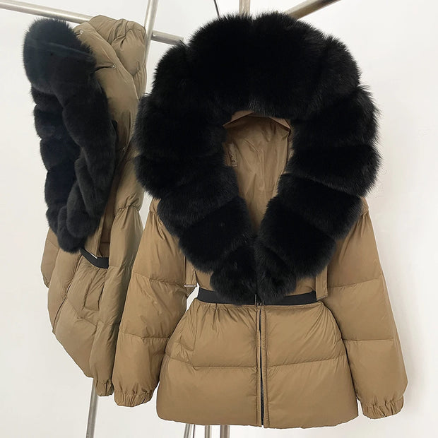 Down Coat Winter Lady Clothing Puffer Jacket Women Real Fox Fur Hooded Warm 90% White Duck Down Coat Female Parkas Waterproof