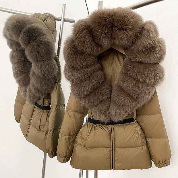 Down Coat Winter Lady Clothing Puffer Jacket Women Real Fox Fur Hooded Warm 90% White Duck Down Coat Female Parkas Waterproof