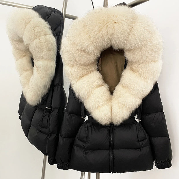 Down Coat Winter Lady Clothing Puffer Jacket Women Real Fox Fur Hooded Warm 90% White Duck Down Coat Female Parkas Waterproof