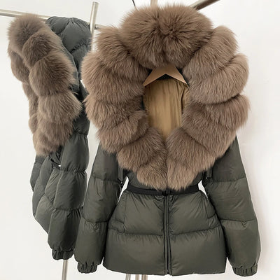 Down Coat Winter Lady Clothing Puffer Jacket Women Real Fox Fur Hooded Warm 90% White Duck Down Coat Female Parkas Waterproof