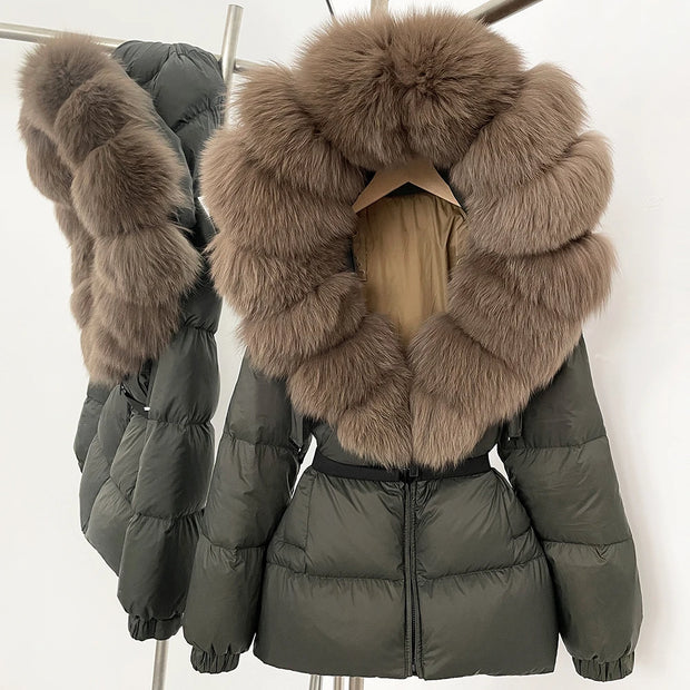 Down Coat Winter Lady Clothing Puffer Jacket Women Real Fox Fur Hooded Warm 90% White Duck Down Coat Female Parkas Waterproof