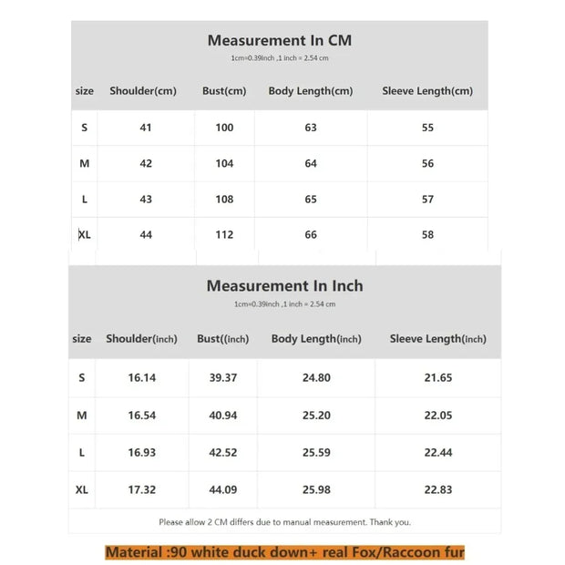 Down Coat Winter Lady Clothing Puffer Jacket Women Real Fox Fur Hooded Warm 90% White Duck Down Coat Female Parkas Waterproof