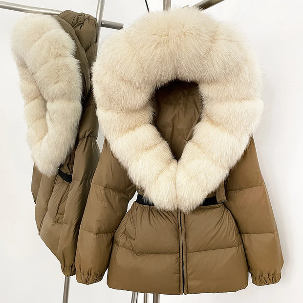Down Coat Winter Lady Clothing Puffer Jacket Women Real Fox Fur Hooded Warm 90% White Duck Down Coat Female Parkas Waterproof